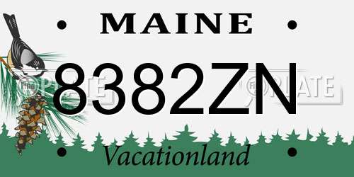 8382ZN Maine License Plate
