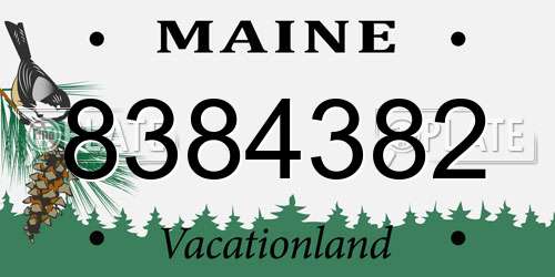 8384382 Maine License Plate
