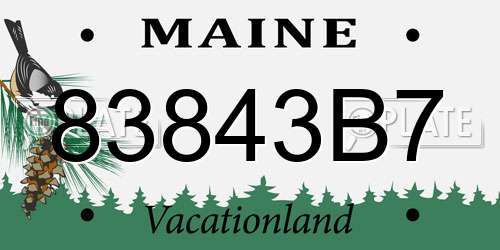 83843B7 Maine License Plate