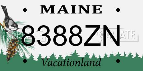 8388ZN Maine License Plate
