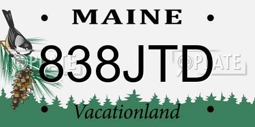 838JTD Maine License Plate