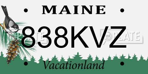 838KVZ Maine License Plate
