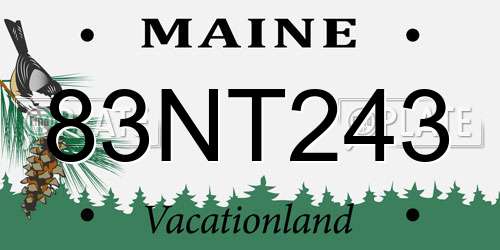 83NT243 Maine License Plate