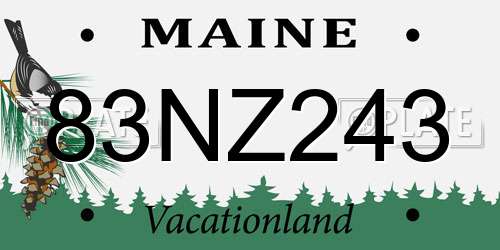 83NZ243 Maine License Plate