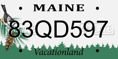 83QD597 Maine License Plate