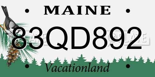 83QD892 Maine License Plate