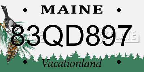 83QD897 Maine License Plate