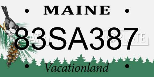 83SA387 Maine License Plate