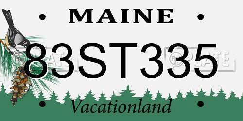 83ST335 Maine License Plate