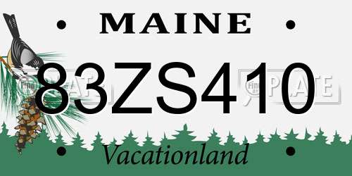 83ZS410 Maine License Plate