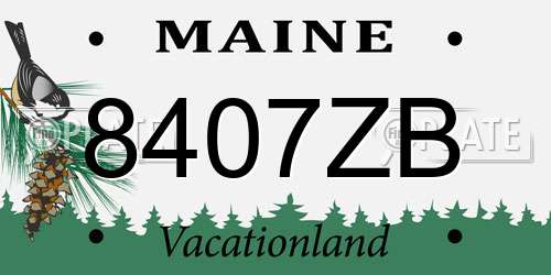 8407ZB Maine License Plate