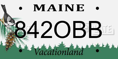 842OBB Maine License Plate