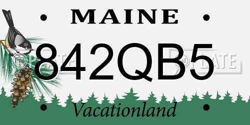 842QB5 Maine License Plate
