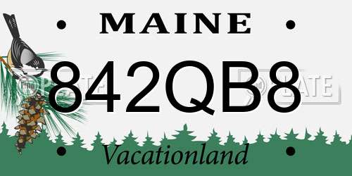 842QB8 Maine License Plate