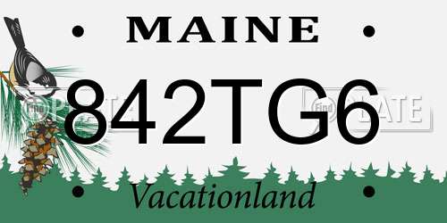 842TG6 Maine License Plate