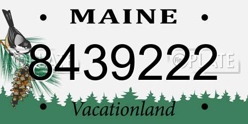 8439222 Maine License Plate