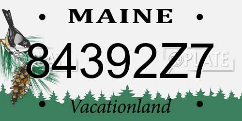 84392Z7 Maine License Plate