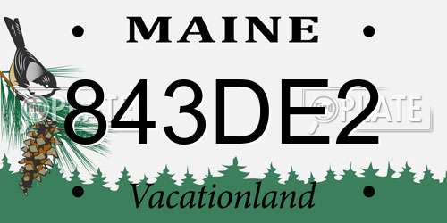 843DE2 Maine License Plate