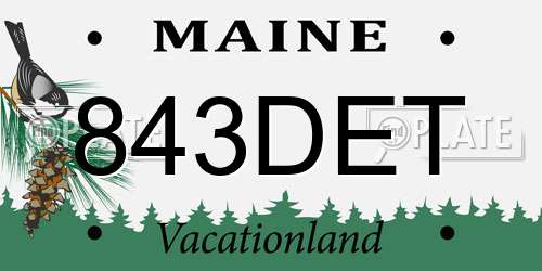 843DET Maine License Plate