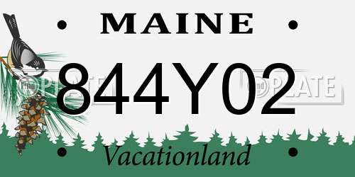 844Y02 Maine License Plate