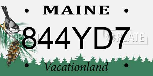 844YD7 Maine License Plate