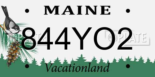 844YO2 Maine License Plate