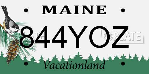 844YOZ Maine License Plate