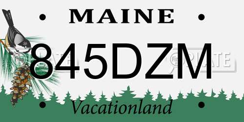 845DZM Maine License Plate