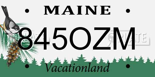 845OZM Maine License Plate