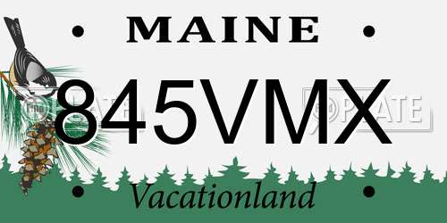 845VMX Maine License Plate