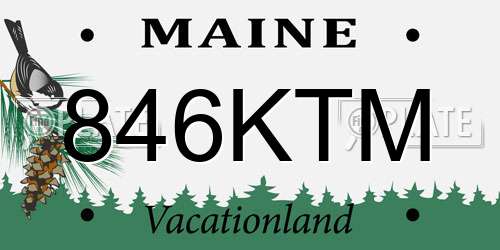 846KTM Maine License Plate
