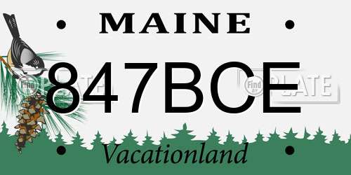 847BCE Maine License Plate