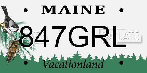 847GRL Maine License Plate