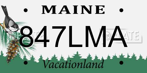 847LMA Maine License Plate