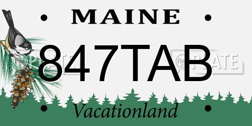 847TAB Maine License Plate