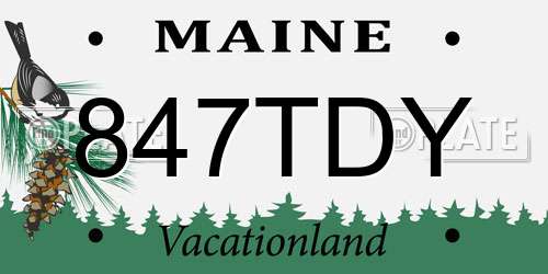 847TDY Maine License Plate