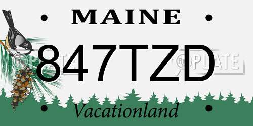847TZD Maine License Plate