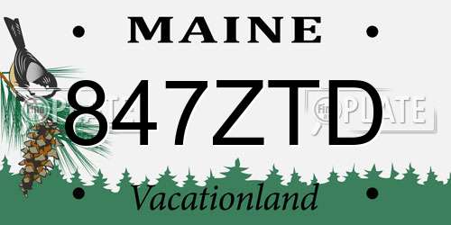 847ZTD Maine License Plate