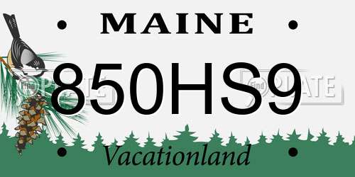 850HS9 Maine License Plate