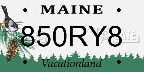 850RY8 Maine License Plate