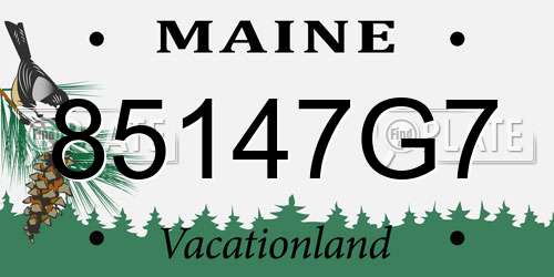 85147G7 Maine License Plate