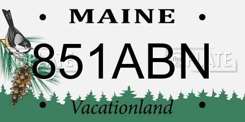 851ABN Maine License Plate