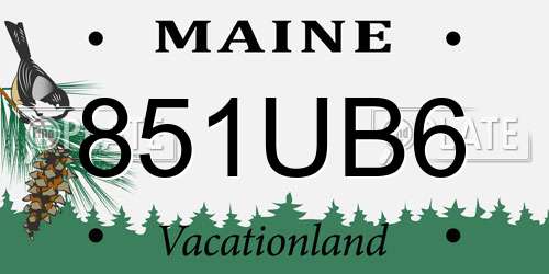 851UB6 Maine License Plate