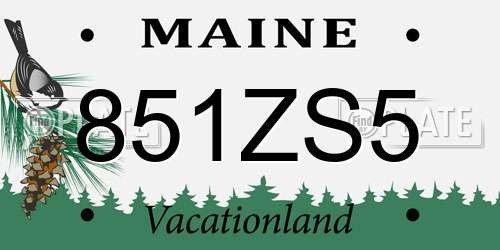 851ZS5 Maine License Plate