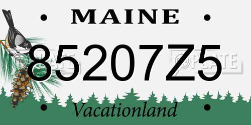 85207Z5 Maine License Plate