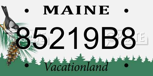 85219B8 Maine License Plate