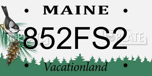 852FS2 Maine License Plate