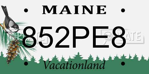 852PE8 Maine License Plate