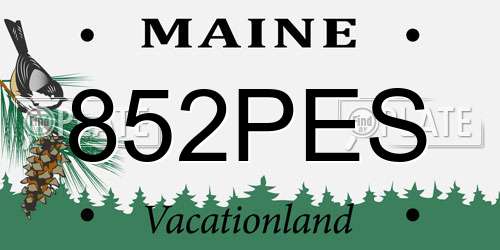 852PES Maine License Plate