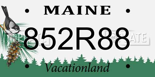 852R88 Maine License Plate